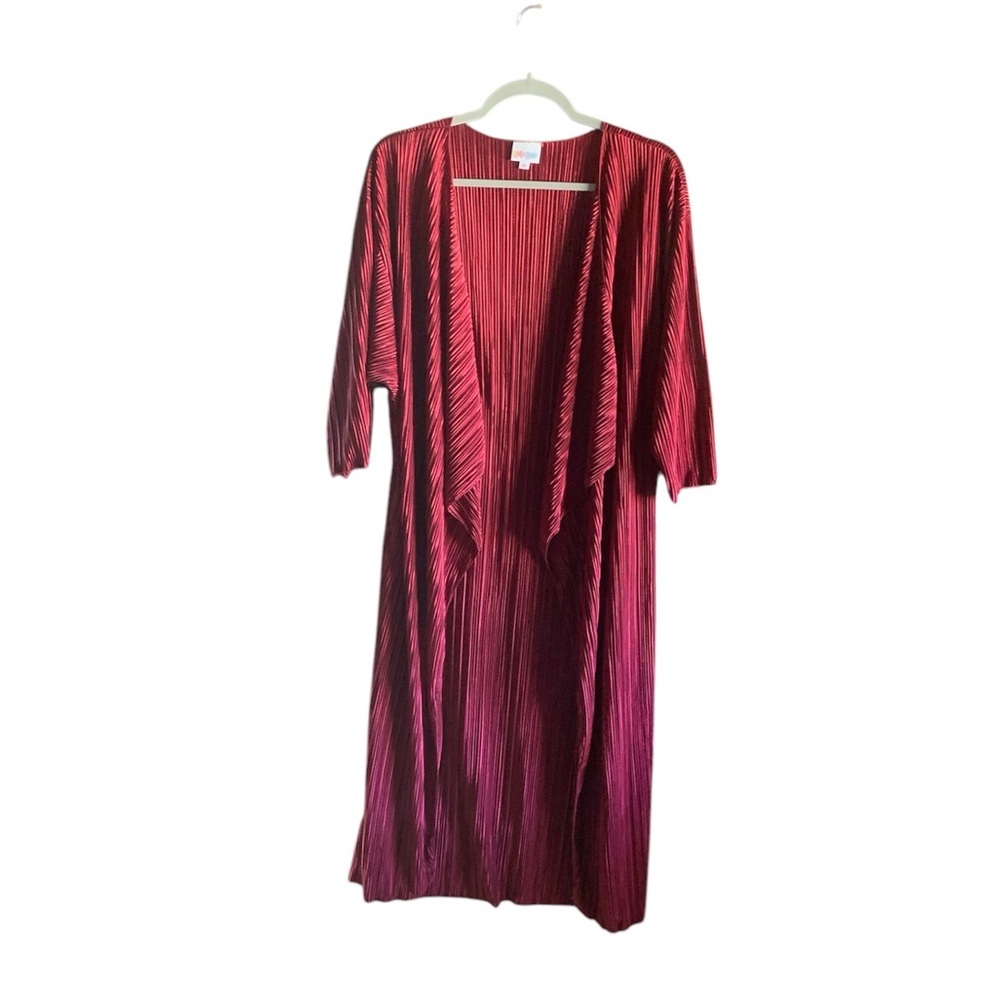 NWT LuLaRoe Shirley open front long burgundy cover up kimono duster size Medium